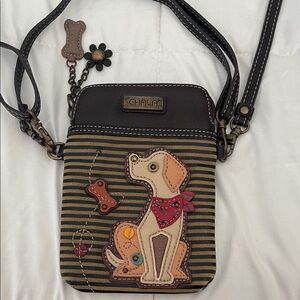 Chala Brown and Tan Crossbody with Dog Appliqué